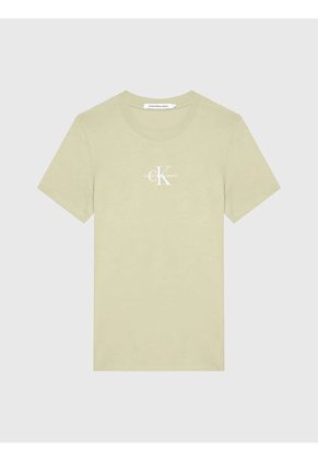 Camiseta Beige Slim Cuello Redondo Para Mujer Calvin Klein