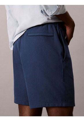Pantaloneta Azul De Felpa Con Logotipo Bordado Calvin Klein