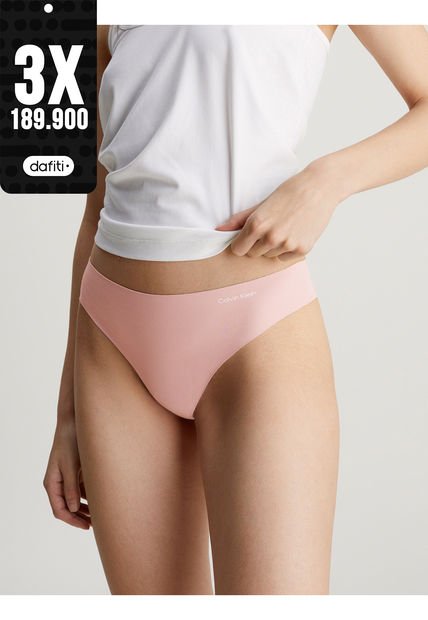 Pantie Tipo Tanga Rosa - Invisible En Microfibra Calvin Klein