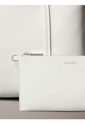 Bolso Blanco Tote Pequeño Con Logo Monograma Con Bolsito Calvin Klein