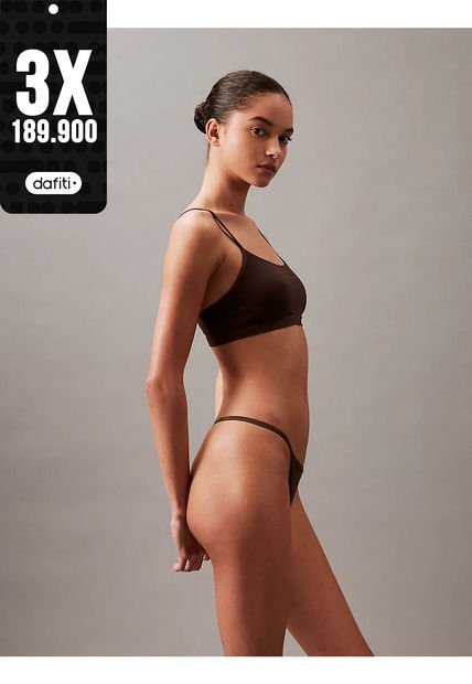 Pantie Café Tipo Tanga  - Ideal Cotton Calvin Klein
