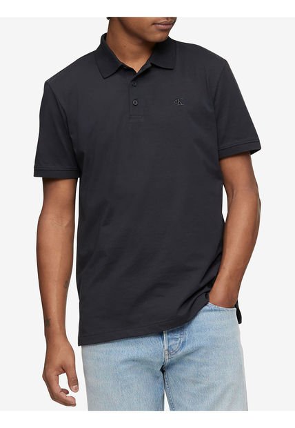 Polo Negra Smooth De Algodón Solid Calvin Klein