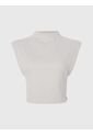 Camiseta De Tirantes Cropped De Punto De Canalé Mujer Beige Calvin Klein de Calvin Klein