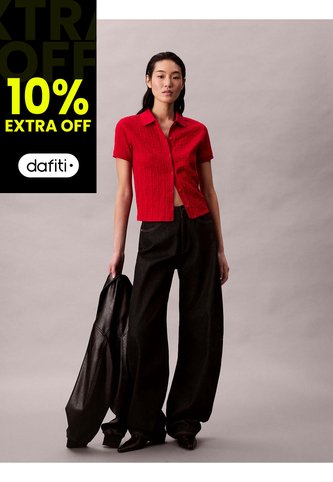 Polo Rojo De Jacquard De Logo Y Cierre De Botones Calvin Klein Calvin Klein