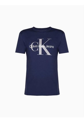 Camiseta Azul Con Monograma Calvin Klein