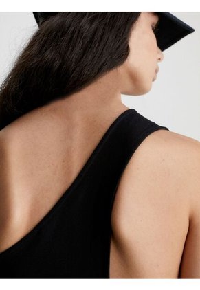 Vestido Negro De Punto Milano Con Hombro Descubierto Calvin Klein