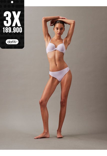 Tanga Morado Invisible Con Logo En El Lateral Calvin Klein