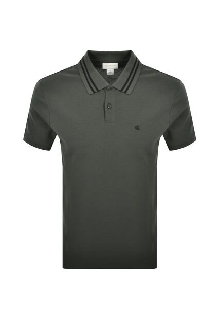 Polo Gris De Piqué Con Ribetes En Contraste Calvin Klein