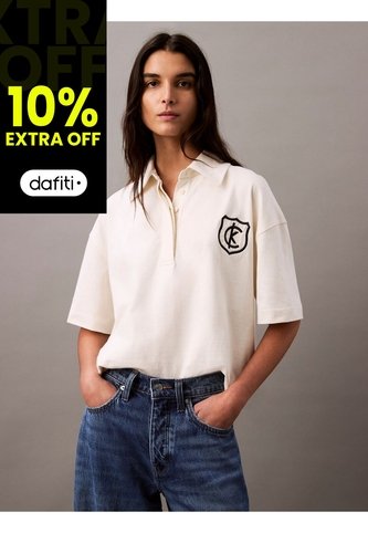Polo Blanco De Punto De Algodón Con Logo Calvin Klein Calvin Klein