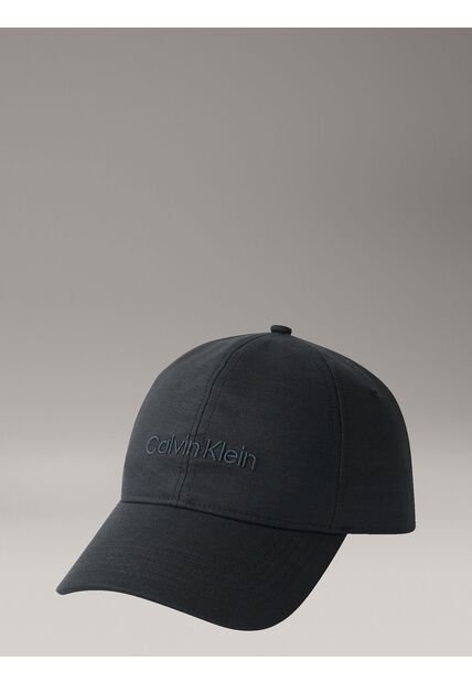 Gorra Negra De Lino Con Logo Calvin Klein