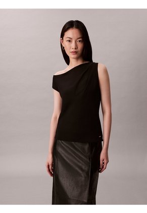 Top Negro Asimétrico De Crepé Calvin Klein