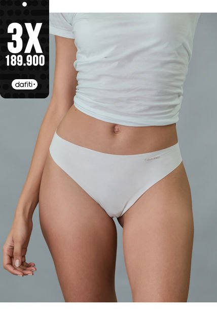 Pantie Tipo Tanga Blanca - Invisibles En Microfibra Calvin Klein