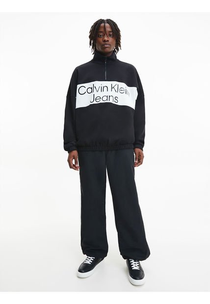 Saco Negro Con Media Cremallera Para Hombre Calvin Klein