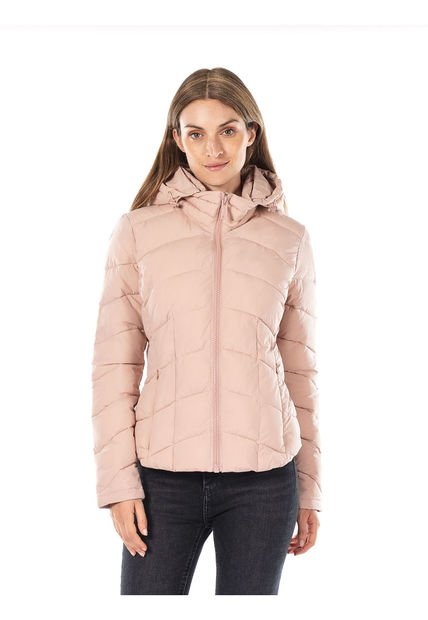 Chaqueta Rosa Acolchada Con Gorro Para Mujer Calvin Klein