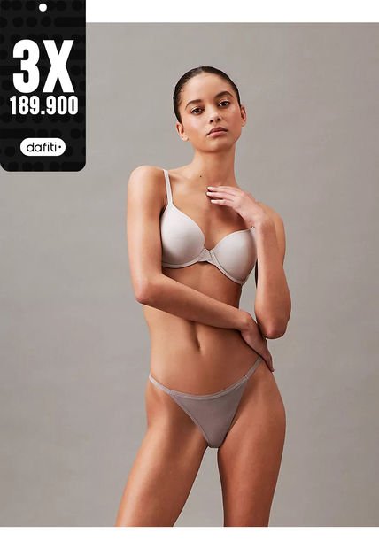 Tanga Beige - Ideal Cotton Calvin Klein