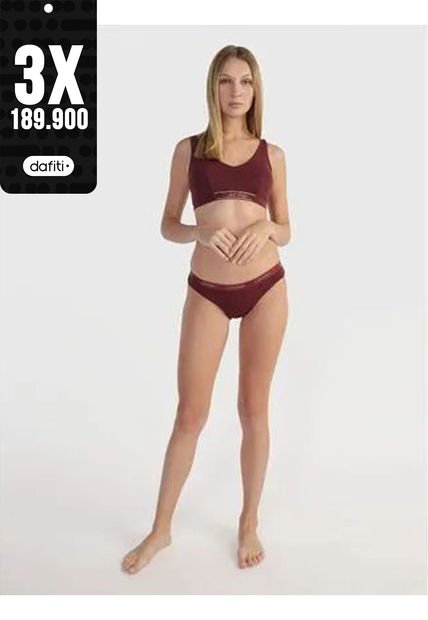 Pantie Vinotinto Tipo Bikini Clásica - Cotton Essentials Calvin Klein