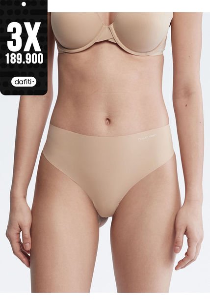 Pantie Beige Tipo Tanga Invisible De Cintura Alta Calvin Klein