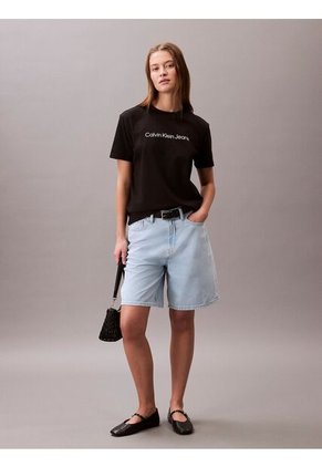 Camiseta Negra Clásica Con Logo Estampado Calvin Klein