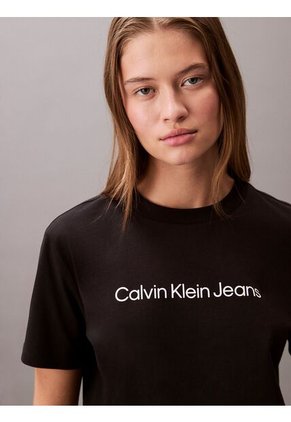 Camiseta Negra Clásica Con Logo Estampado Calvin Klein