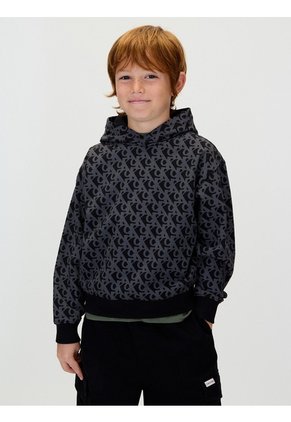 Buzo Negro Para Niño Con Capota Y Estampado Calvin Klein