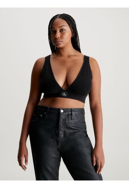 Top Negro De Punto De Algodón Para Mujer Calvin Klein