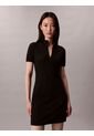 Vestido Negro Mini Tipo Saco Tejido Con 1/4 Cremallera Calvin Klein de Calvin Klein