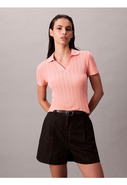 Polo Beige De Punto Pointelle Calvin Klein