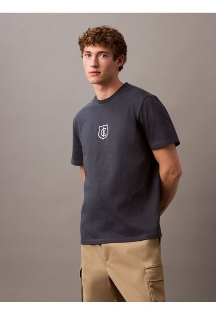 Camiseta Negra Embroidered CK Shield Crewneck Calvin Klein
