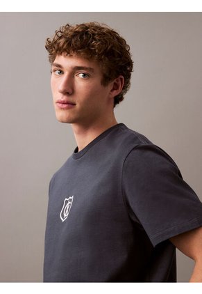 Camiseta Negra Embroidered CK Shield Crewneck Calvin Klein