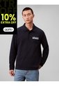Polo Azul De Manga Larga Con Tejido Sacos / Saco Tejido Grueso Aterciopelado Calvin Klein de Calvin Klein