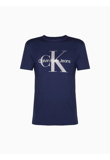 Camiseta Azul Con Monograma Calvin Klein