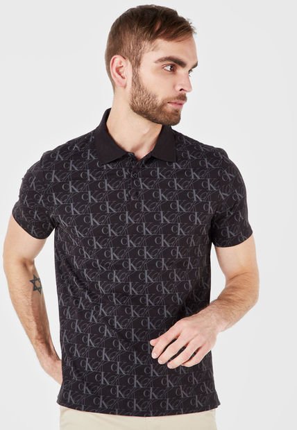 Polo Negro-Gris Calvin Klein