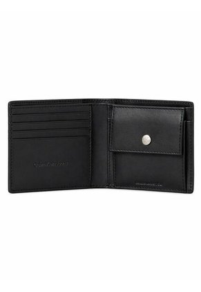 Billetera Negra De Cuero Con Monograma Circular Calvin Klein