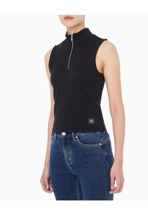 Camiseta Negra Sin Mangas Con Cremallera Calvin Klein