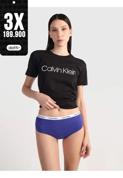 Pantie Tipo Tanga Azul De Cintura Alta - Carrusel Calvin Klein