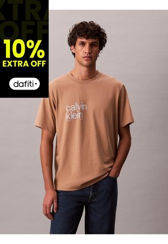 Camiseta Beige Con Logo Estampado En Alineado Derecho Calvin Klein Calvin Klein