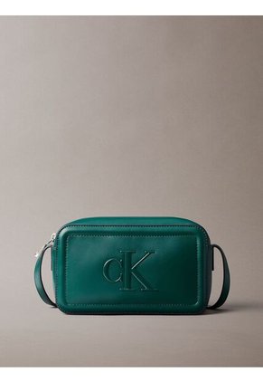 Bolso Azul Cruzado Con Logo Monograma Grabado Calvin Klein