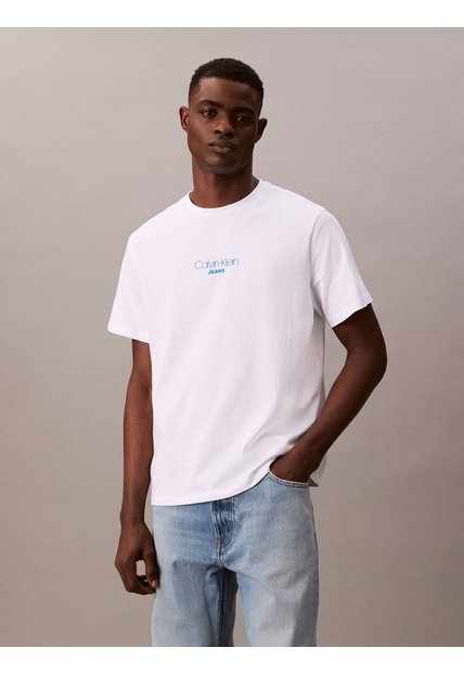 Camiseta Blanca Acid Wash Graphic Crewneck Calvin Klein