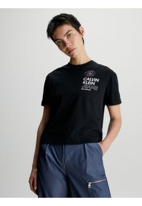 Camiseta Relaxed Con Estampado En La Espalda Mujer Negro Calvin Klein