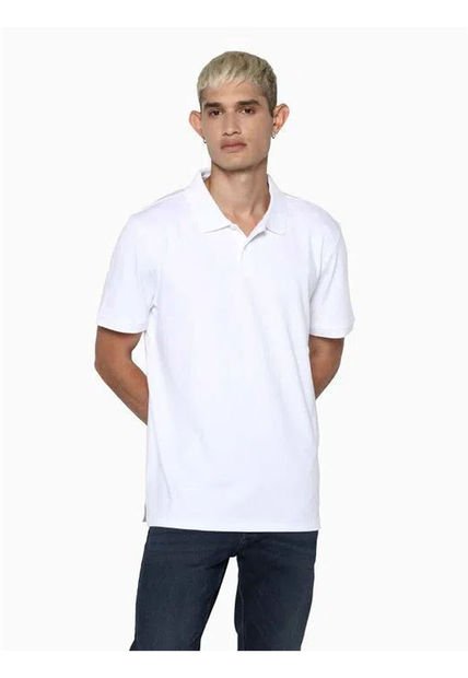 Polo Blanco Clasica Con Logo Calvin Klein