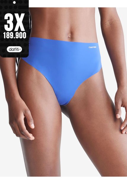 Tanga Azul De Cintura Alta Invisible Calvin Klein