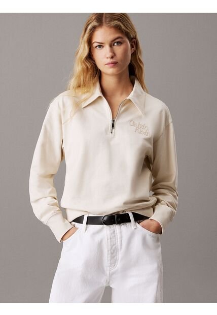 Buzo Beige Tipo Polo Con Cremallera Calvin Klein