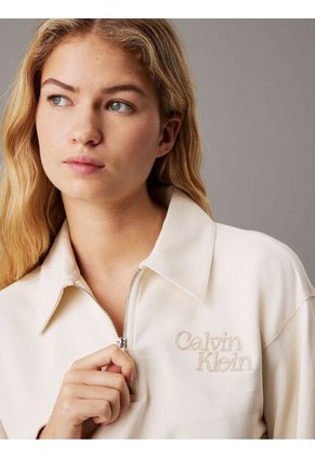 Buzo Beige Tipo Polo Con Cremallera Calvin Klein