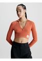 Saco Cropped Con Cuello En V Mujer Naranja Calvin Klein de Calvin Klein