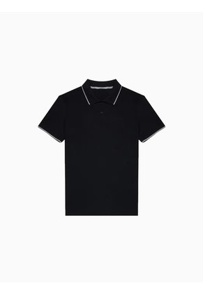 Polo Negro Piqué De Algodón Calvin Klein