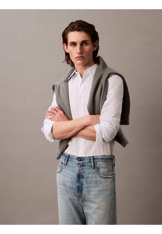 Camisa Blanca Slim Fit Elástica De Manga Larga Calvin Klein Calvin Klein