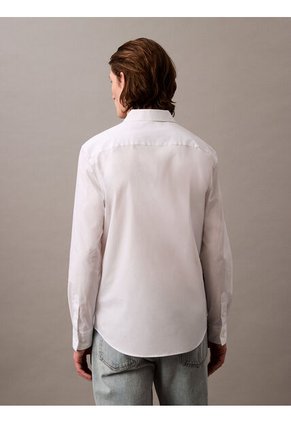 Camisa Blanca Slim Fit Elástica De Manga Larga Calvin Klein