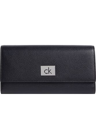 Billetera Negra Trifold Con Placa Metálica Calvin Klein Calvin Klein