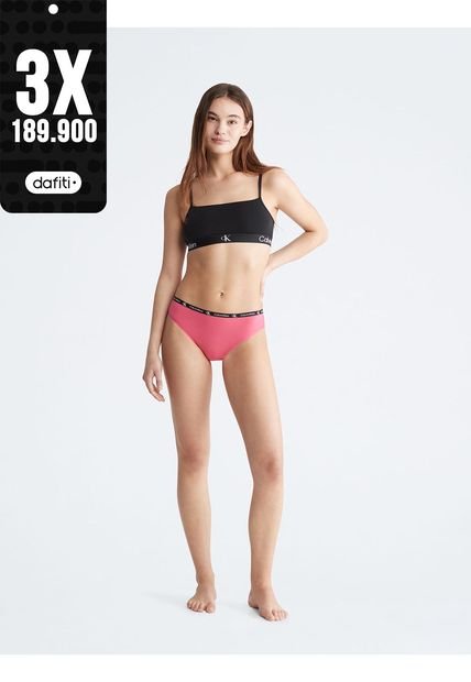 Pantie Rosado Tipo Bikini Con Logo Calvin Klein