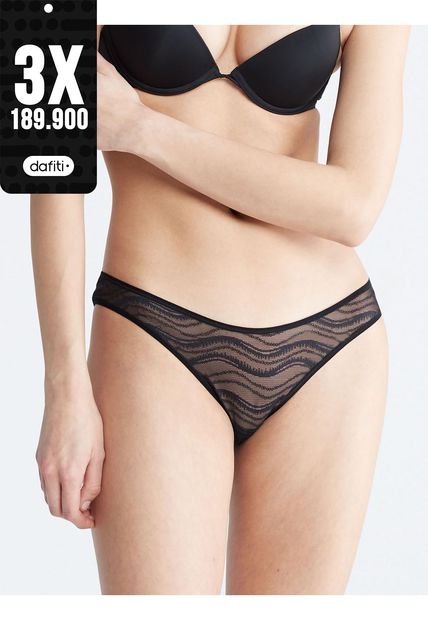 Pantie Negra Tipo Bikini De Encaje Calvin Klein